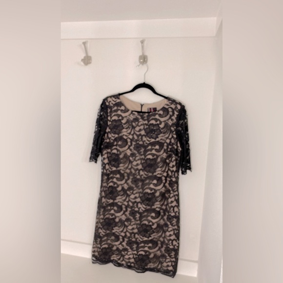 R&K Black Lace Dress with Nude underlay. Size 14. - Picture 2 of 8